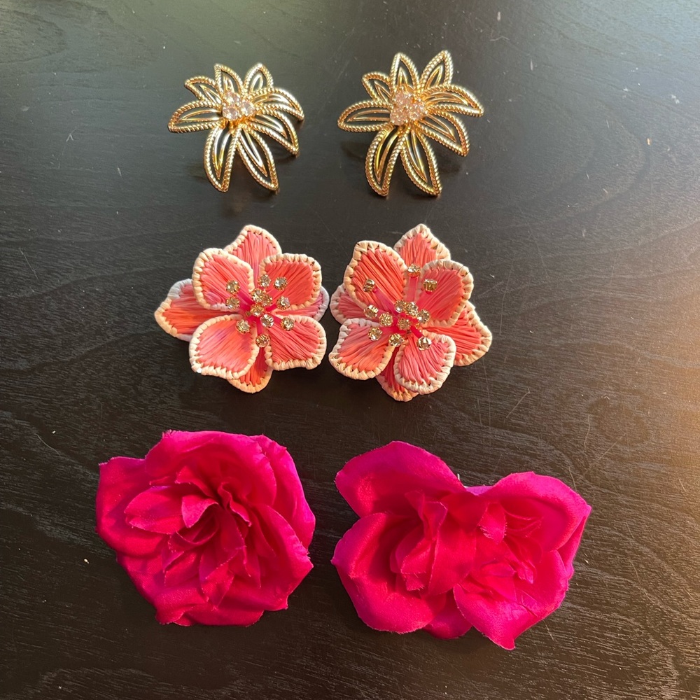 Flower Earrings in Pink and Gold Assortment